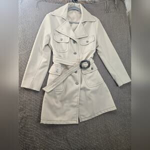 Fleet Street Women's Cream Vintage Style Trench Coat #493